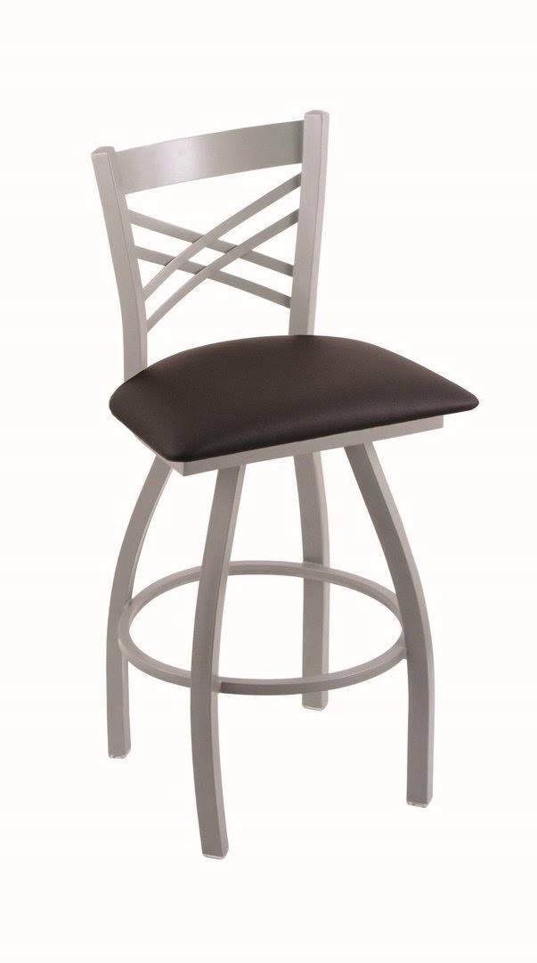 Anodized Nickel Swivel Stool with Espresso Seat P6506