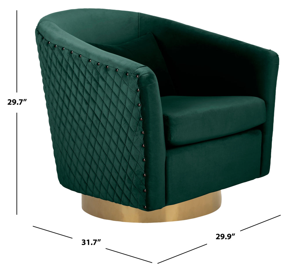 Emerald Velvet Quilted Swivel Tub Chair A190