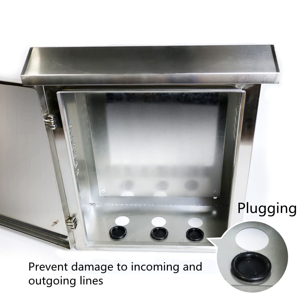 304 Stainless Steel Electrical Box 20'' x 16'' x 8'' IP65 Weatherproof Enclosure with Mounting Plate A423