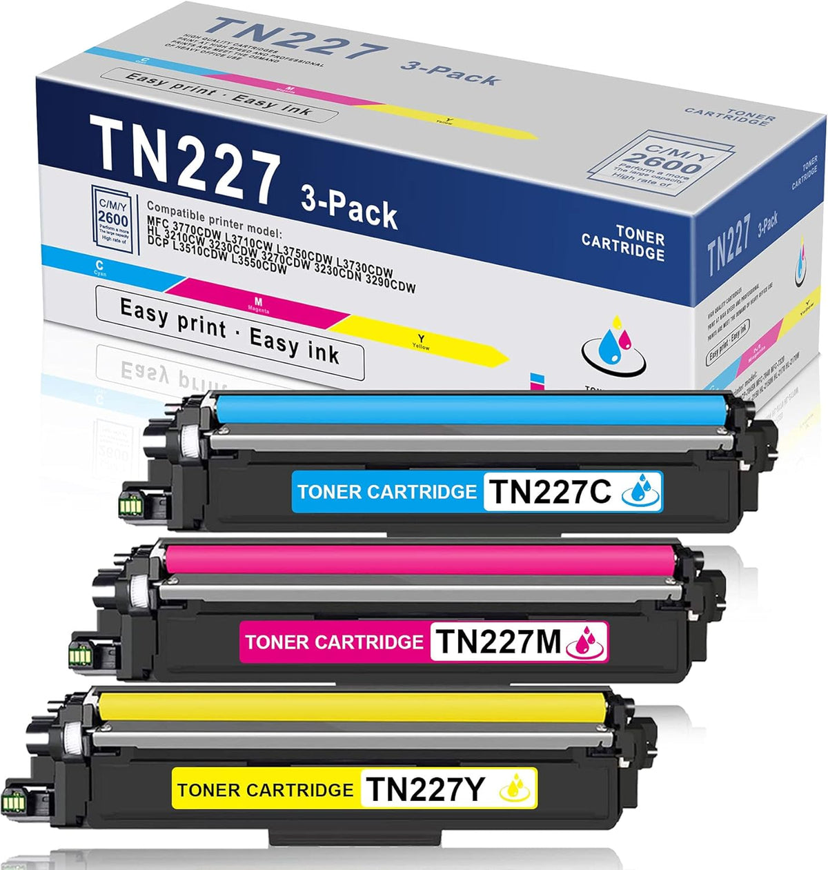 3 Pack Toner Cartridge Replacement for Brother Printer Q66279