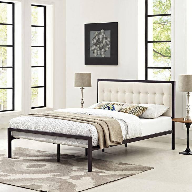 Full Fabric Bed, Brown Gray O8823