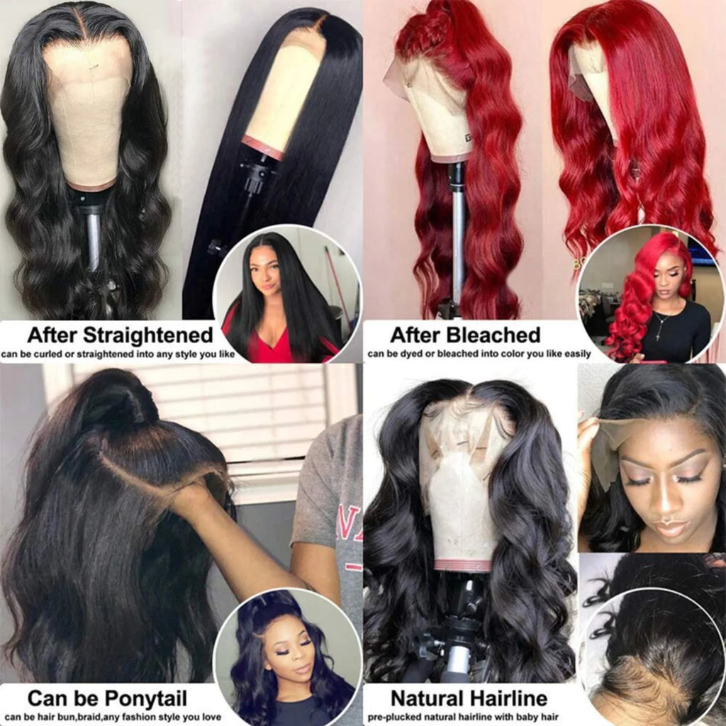 13×4 HD Front Lace Body Wave Human Hair Wig 180% Density Natural Color 26 inch I36008