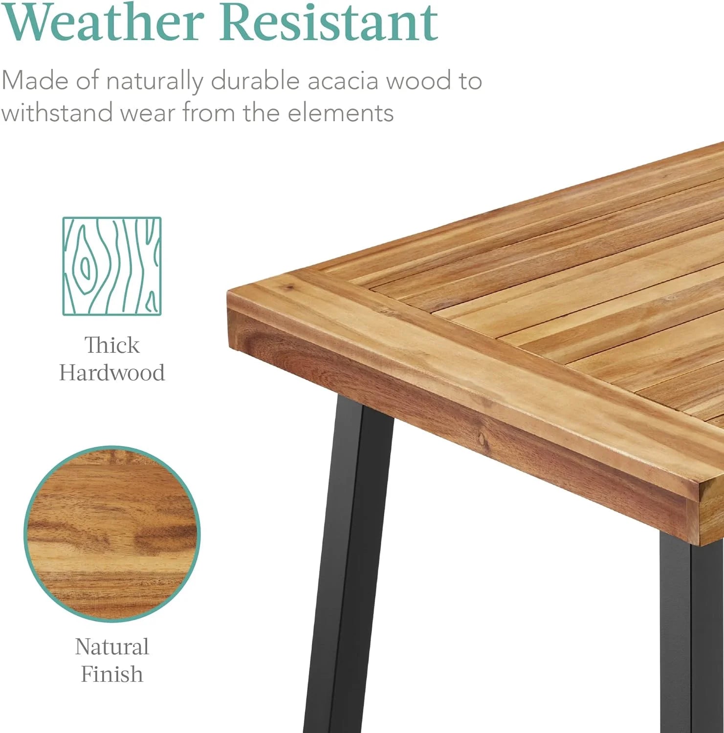 Acacia Wood Dining Table with Powder-Coated Steel Legs K372621