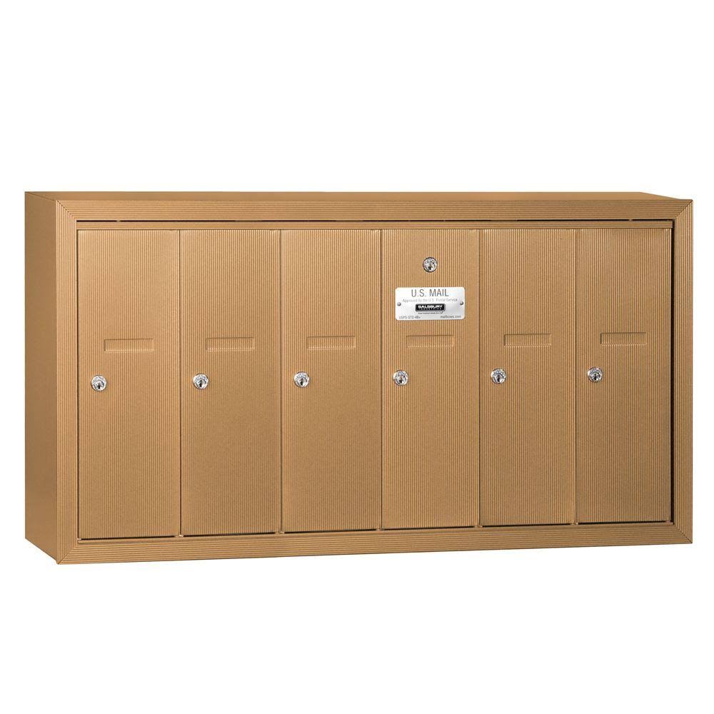 Brass Vertical Mailbox, 6 Doors A869