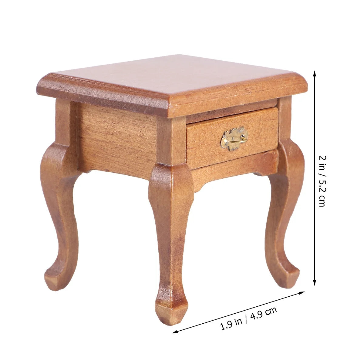 1:12 Walnut Color Wooden Bedside Table Miniature Furniture D714859