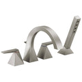 Stainless Double Handle Roman Tub Faucet Trim with Hand Shower O54331
