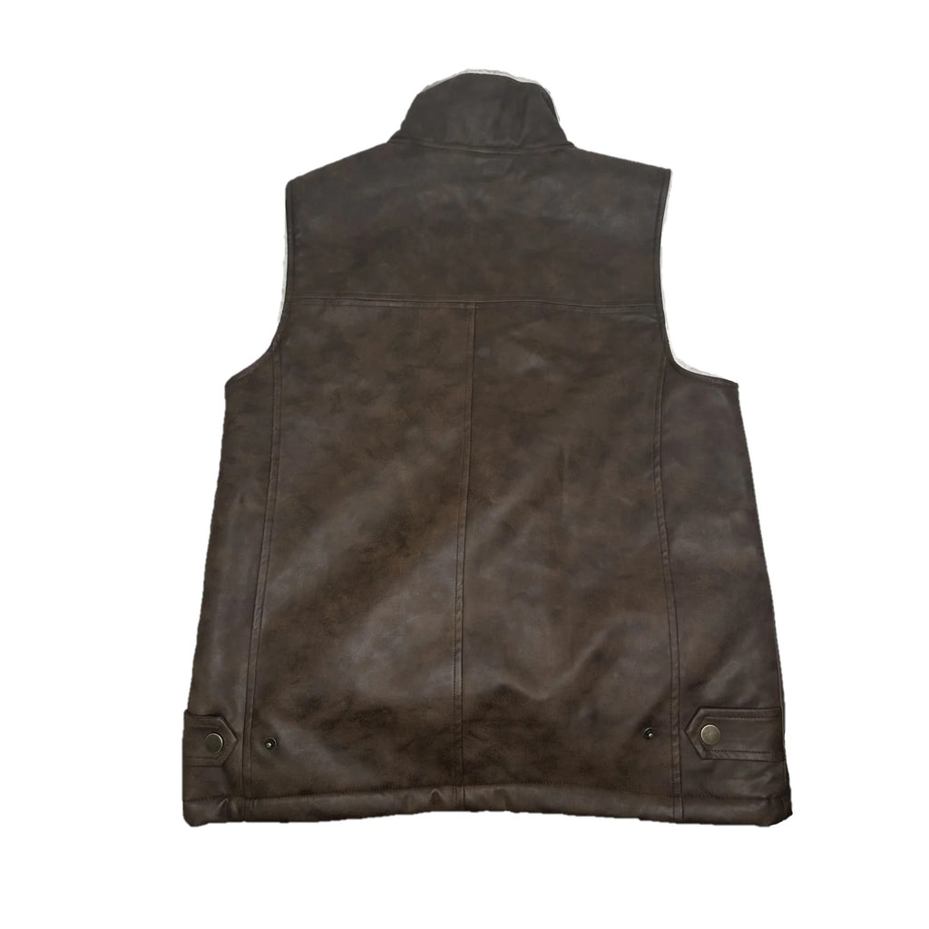 Camel Distressed PU Vest G21036