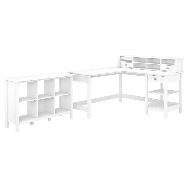 L Shaped Desk with Organizer and Bookcase S560