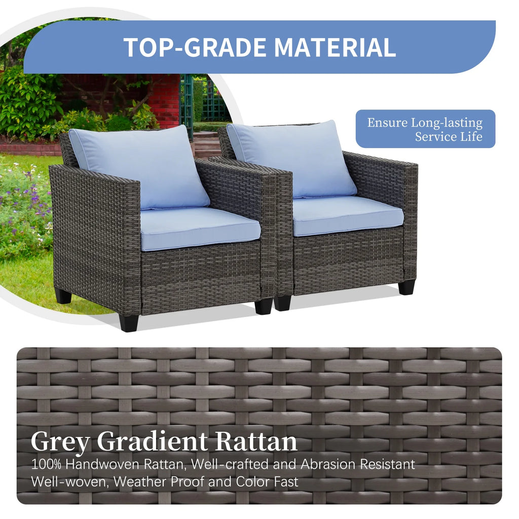 Blue Rattan Wicker Single Chairs I596886