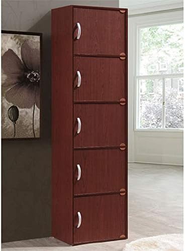 5 Shelf 5 Door Bookcase in Mahogany R691274