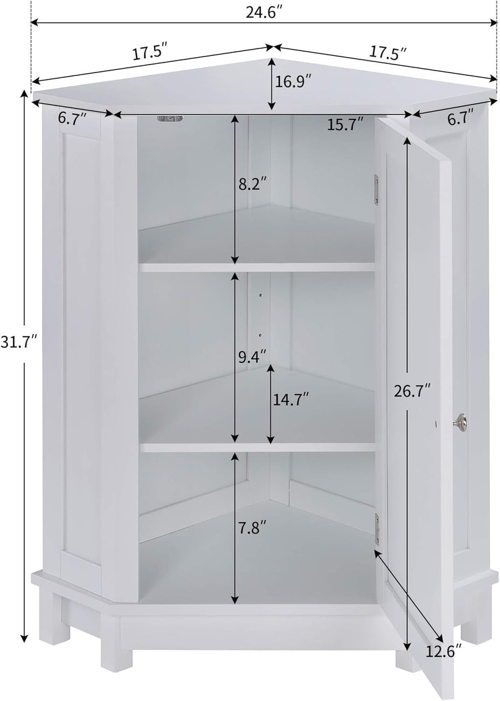White Triangular Storage Cabinet J785399