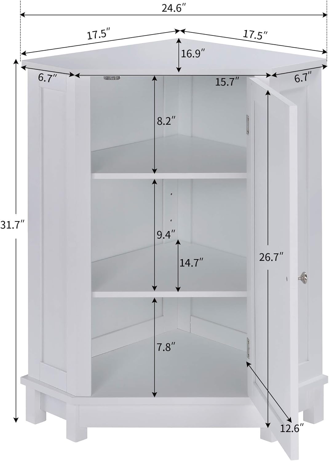 White Triangular Storage Cabinet J785399