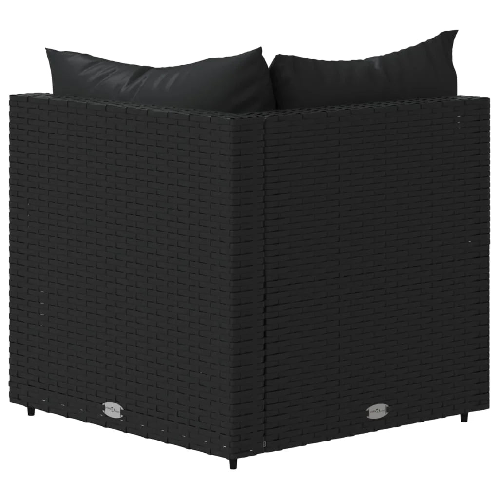 Black Poly Rattan Patio Corner Sofa with Cushions V667