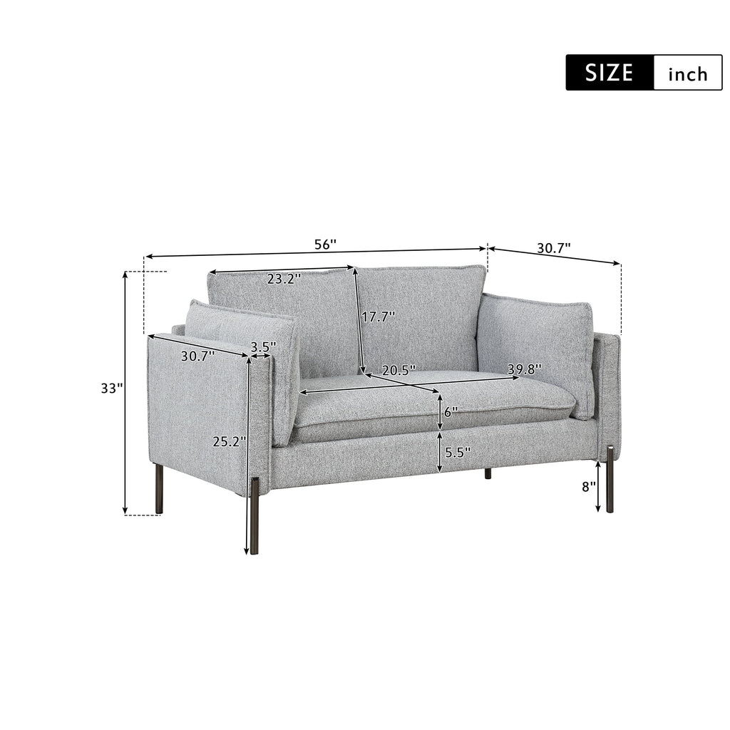 Linen Fabric Loveseat Couch Y15495
