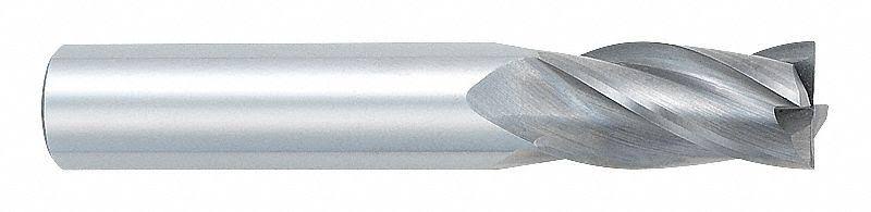 Square End Mill, Straight, Carbide, Bright (Uncoated) B851489