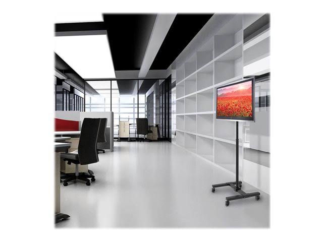Mobile Cart TV Stand Height-Adjustable Locking Casters Black L923