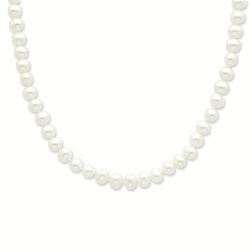 Sterling Silver Rhodium-plated White Freshwater Cultured Pearl Necklace P8503