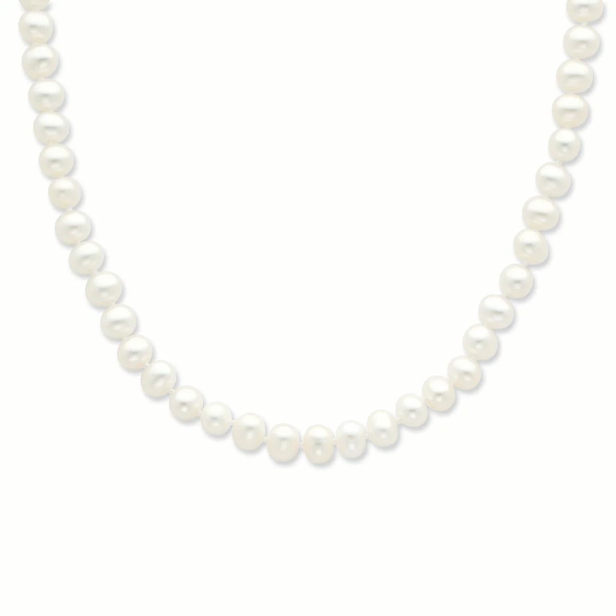 Sterling Silver Rhodium-plated White Freshwater Cultured Pearl Necklace P8503