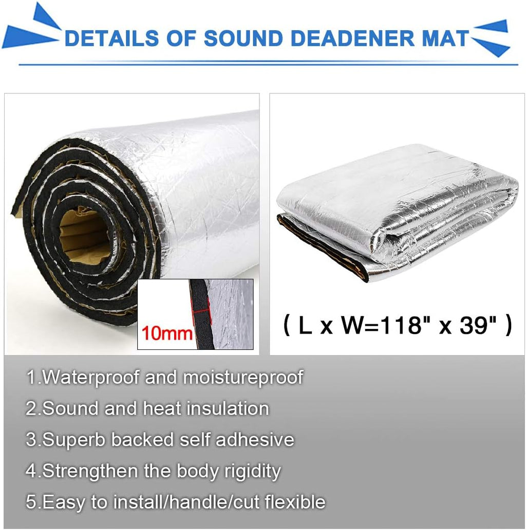 Car Exhaust Muffler Heat Sound Deadener Insulation Mat 118" x 40" Pack of 2 T3110
