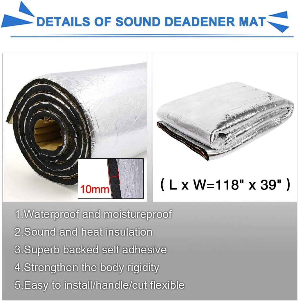 Car Exhaust Muffler Heat Sound Deadener Insulation Mat 118" x 40" Pack of 2 T3110