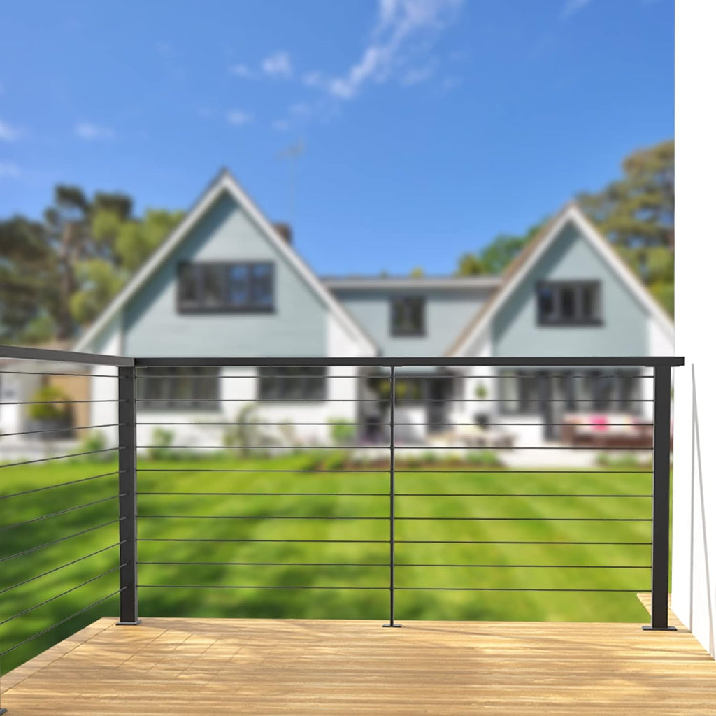 Black Square Pre-Drilled Cable Railing Corner Post J328