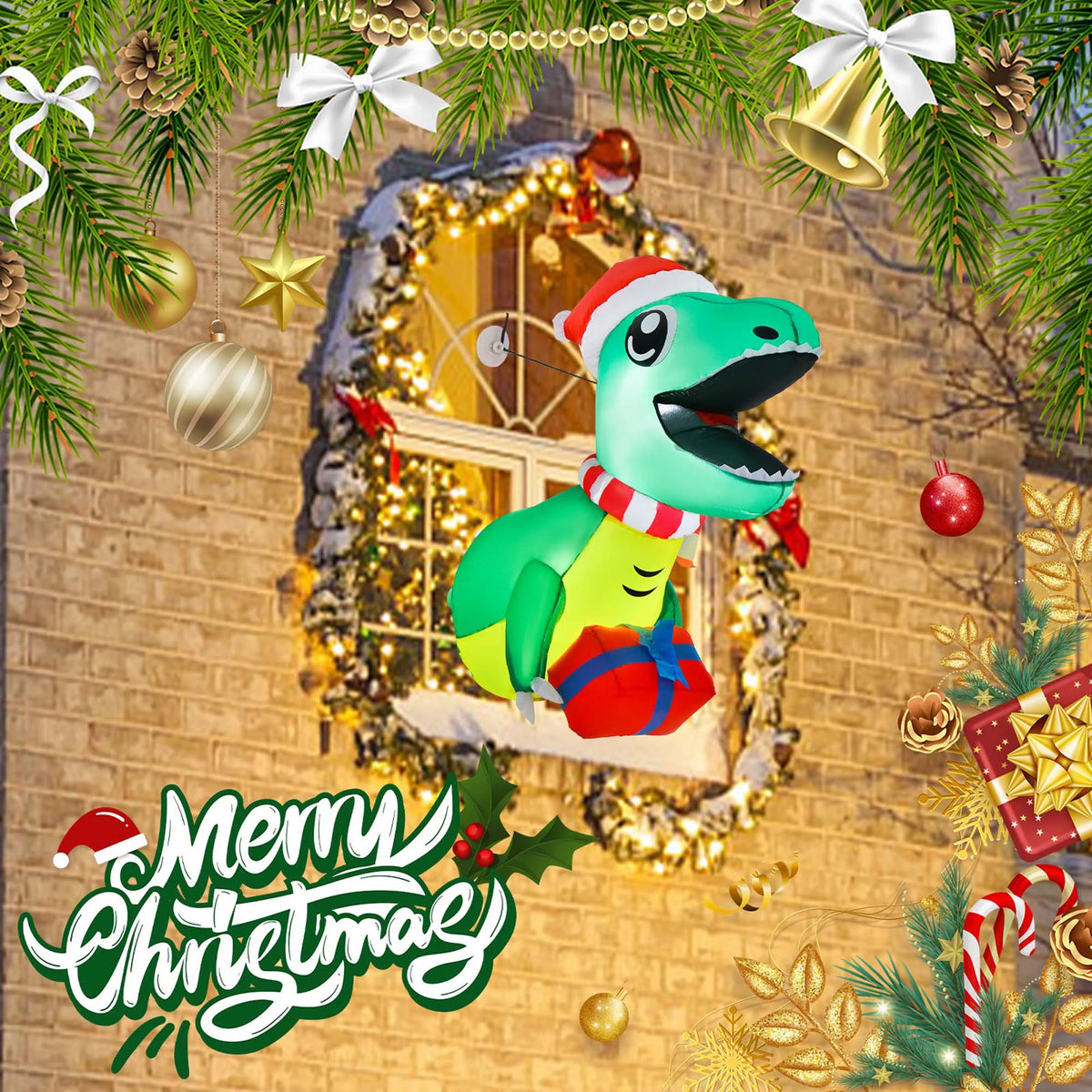 Christmas Inflatable Dinosaur Hanging Window Decoration A610084