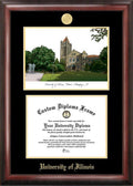 Gold Embossed Diploma Frame with Campus Images Lithograph H166