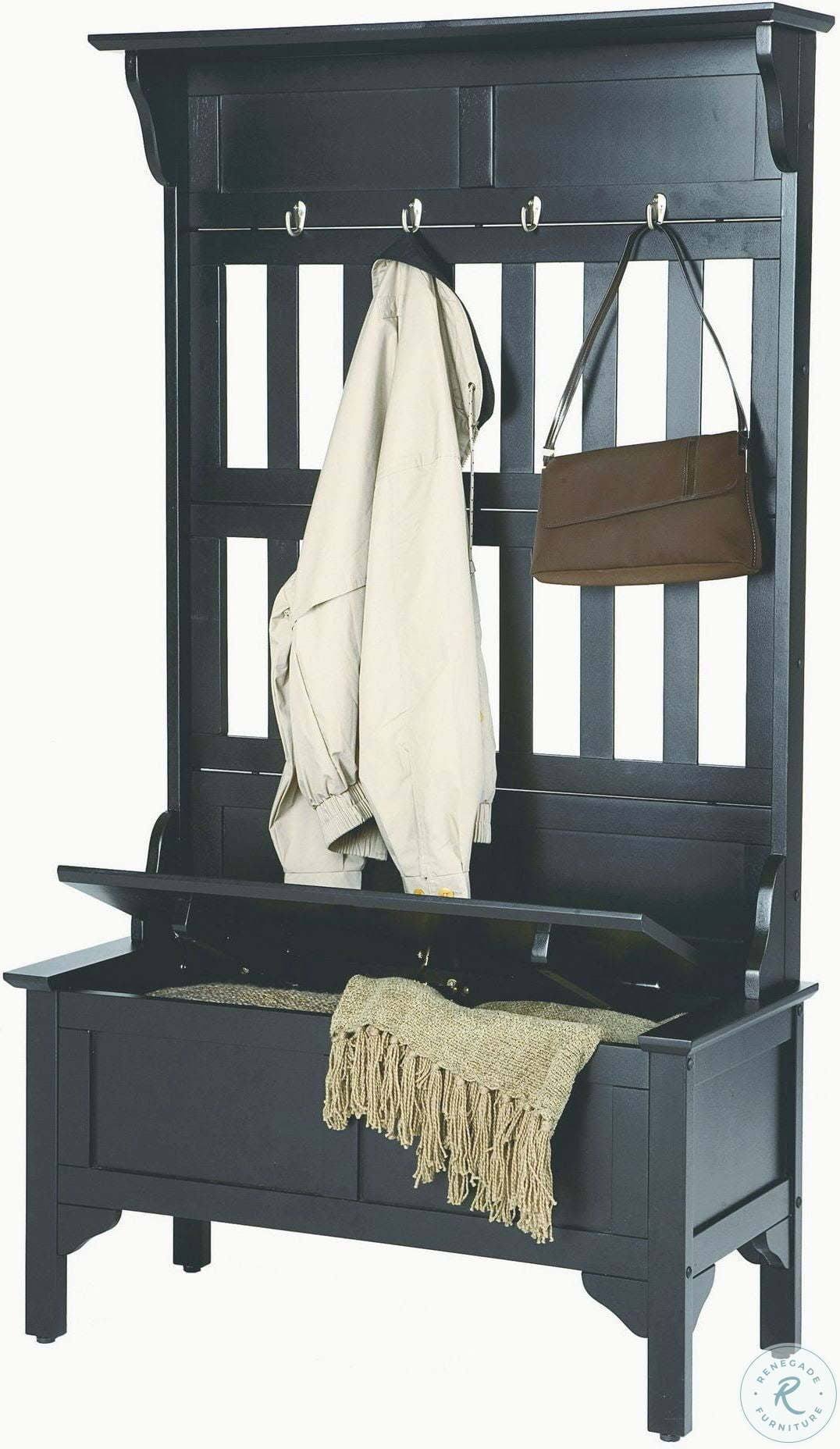 Hall Tree & Storage Bench (Black) X487
