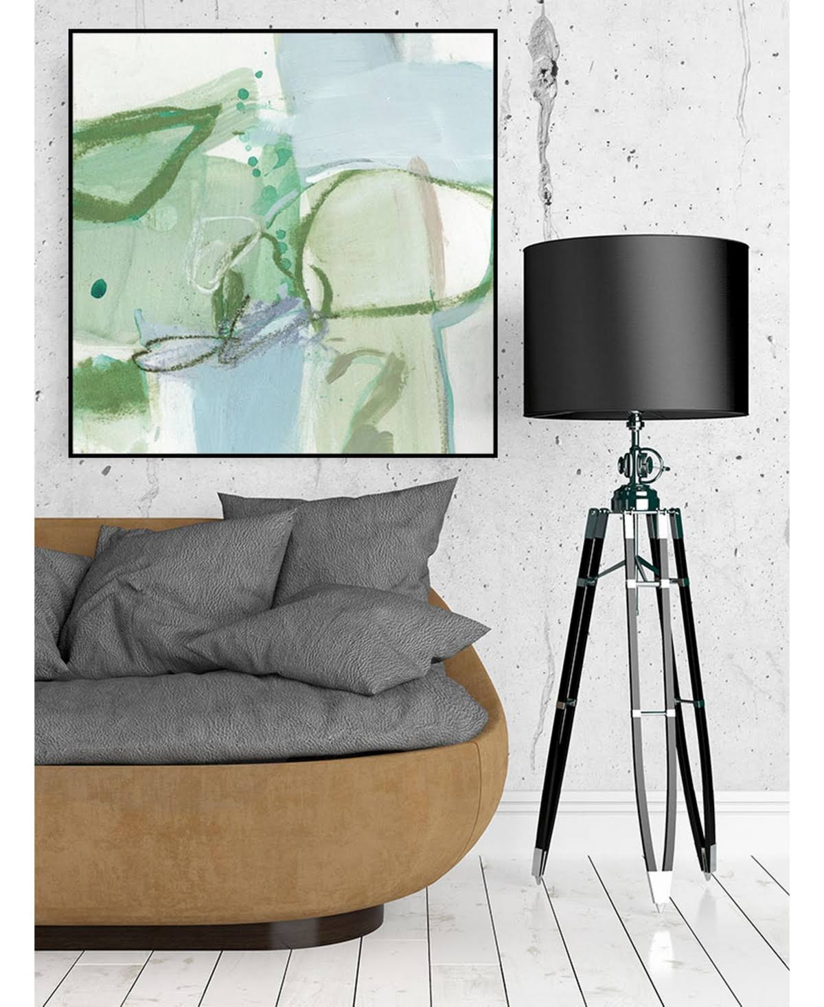 Olive Green Framed Canvas Art Block I96686