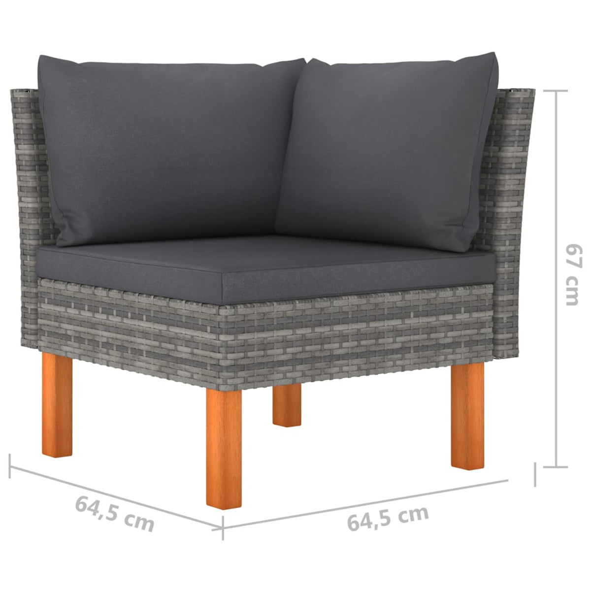 6 Piece Gray Poly Rattan Wood Legs Outdoor Sectional Sofa Set M895257
