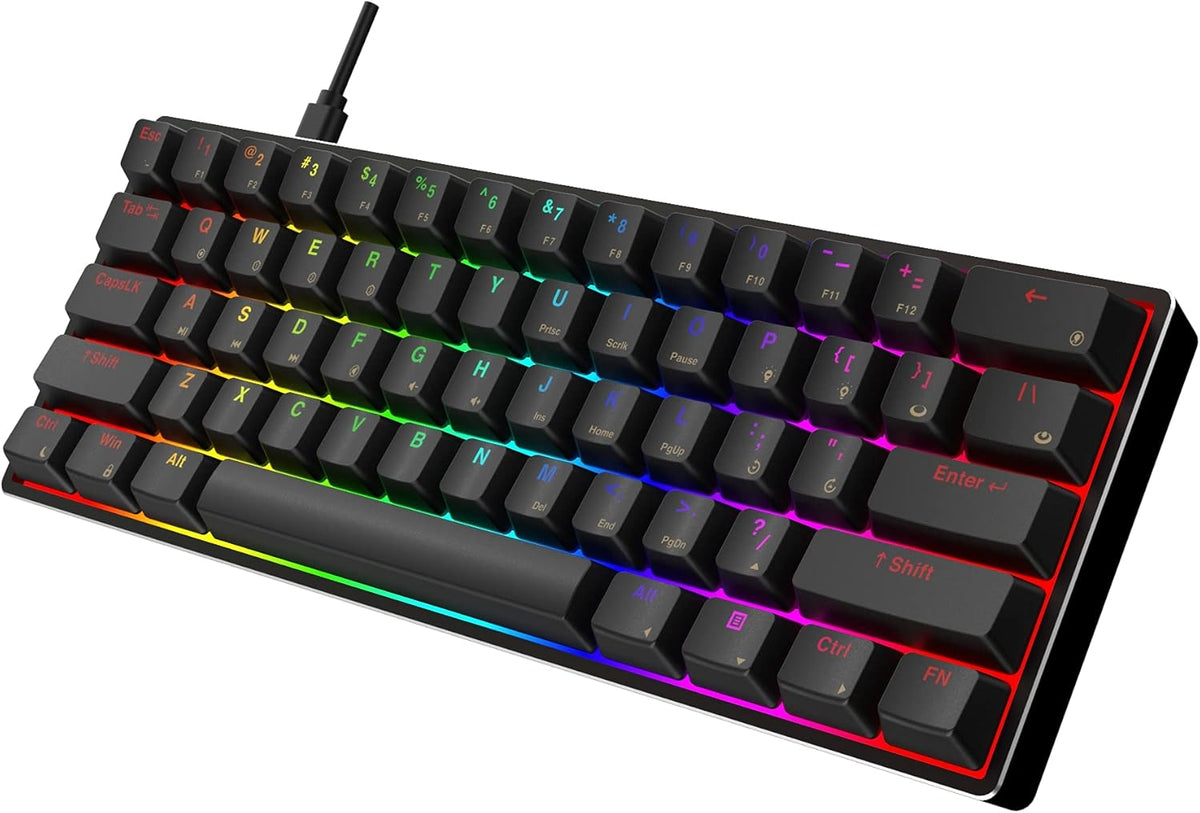 GK61 Mechanical Gaming Keyboard, 61 Keys Aluminum Case PBT Keycap Hot Swappable RGB Backlight P36081