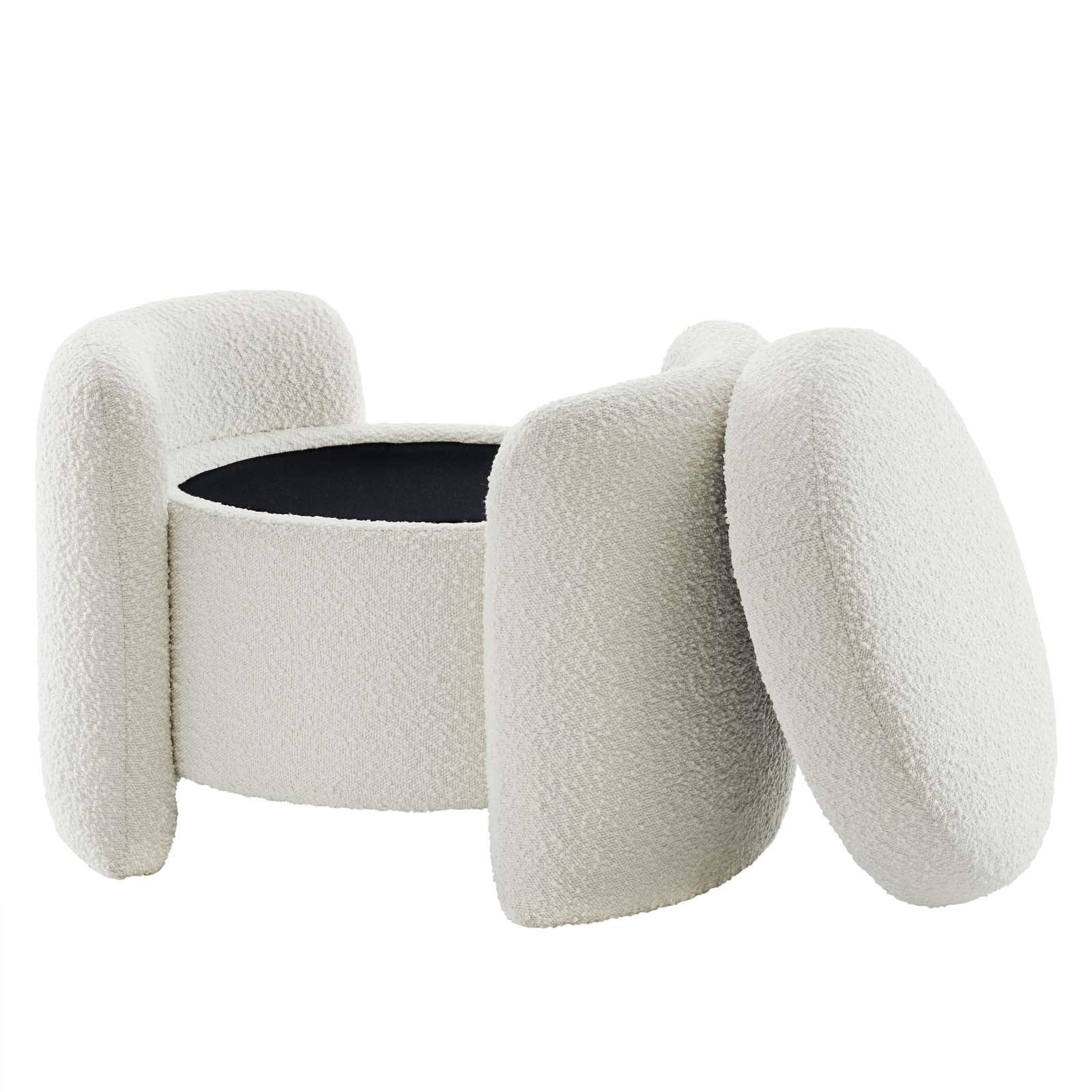 Ivory White Fabric Ottoman Accent Chair O66888