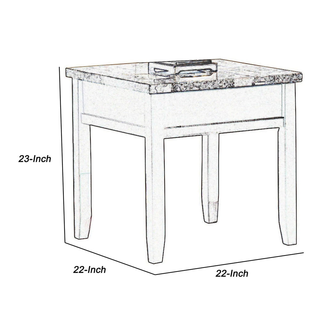 Cherry Brown Square End Table with Tapered Legs F3295