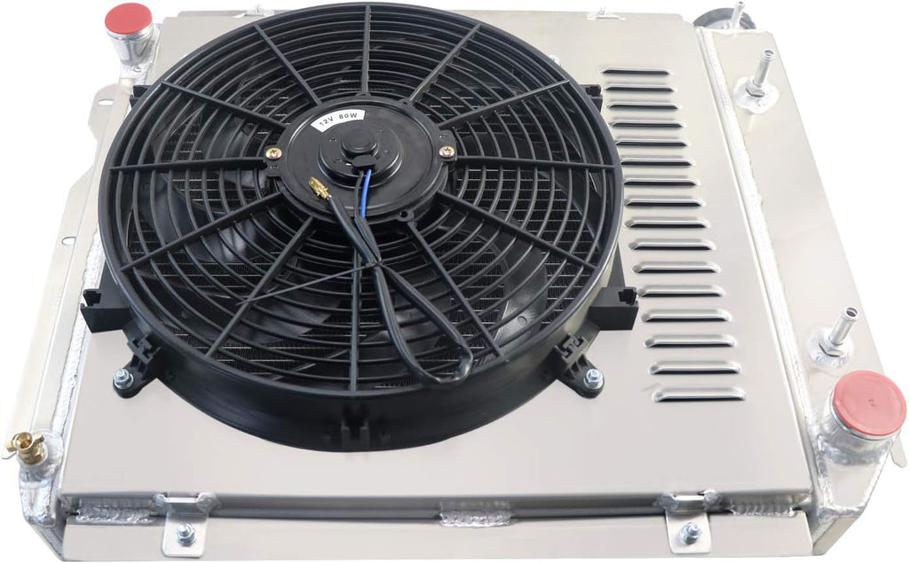4 Row All Aluminum Radiator with 16" Fan Shroud and Thermostat L360
