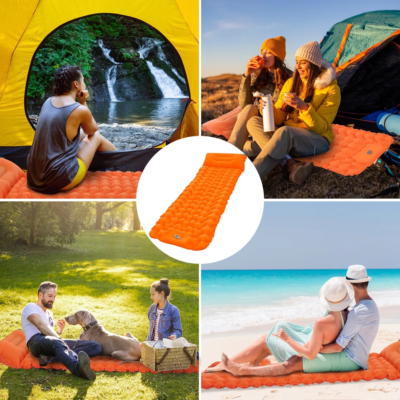 Ultralight Waterproof Camping Air Mattress Sleeping Pad with Built-in Pump A334016