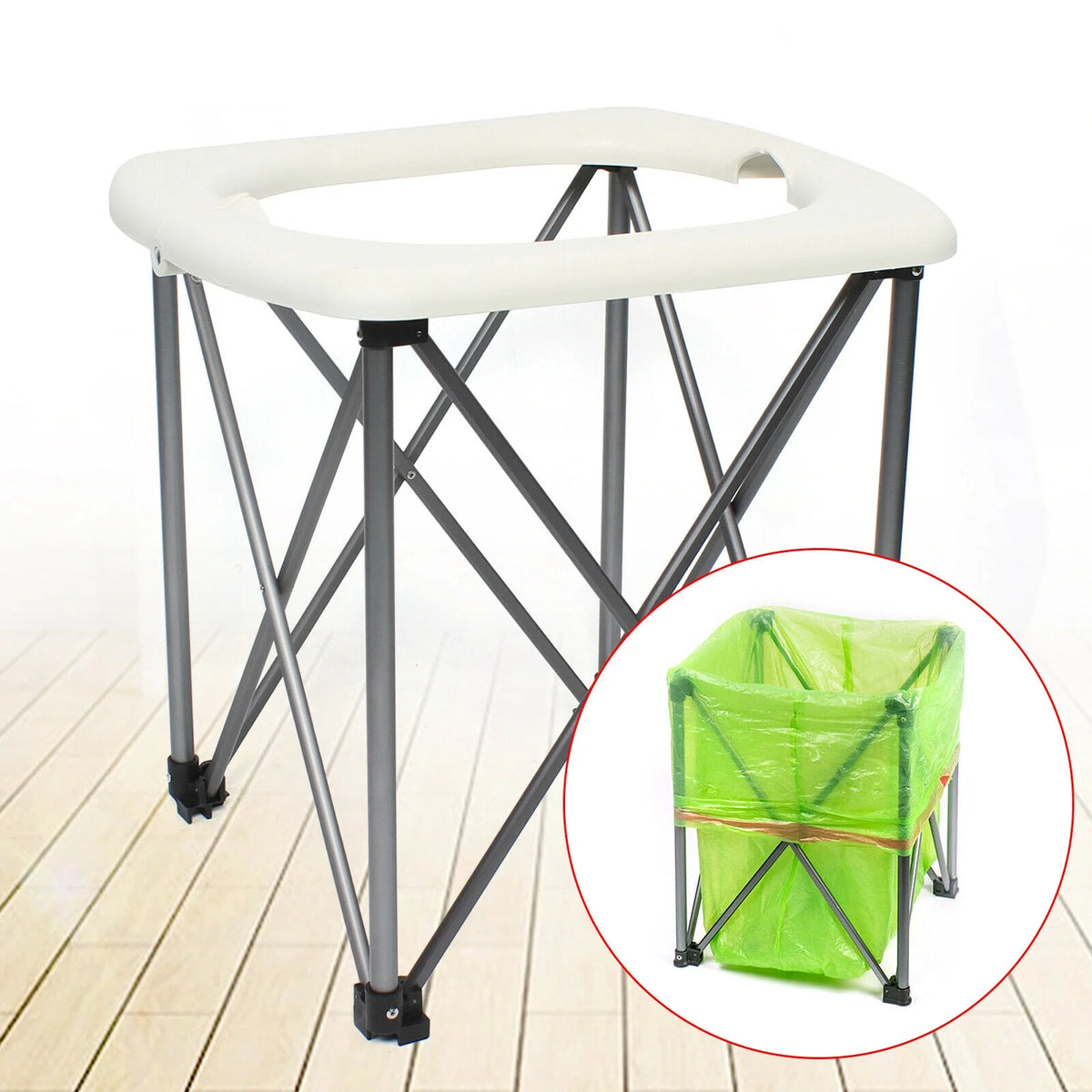 Portable Folding Toilet Commode Seat with Steel Feet R75795