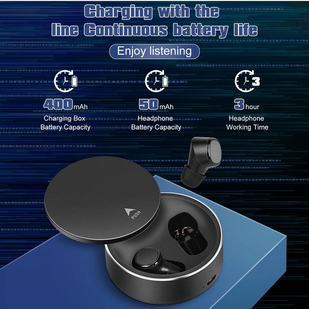 True Wireless Earbuds IPX5 Waterproof Touch Control with Mic Bluetooth Headphones - Black V176778
