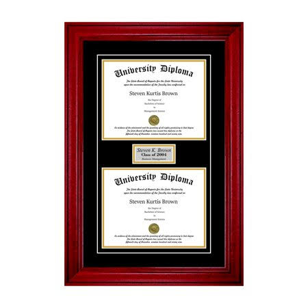 Double Diploma Frame with Double Matting, Cherry, 11 x 17 Z983318