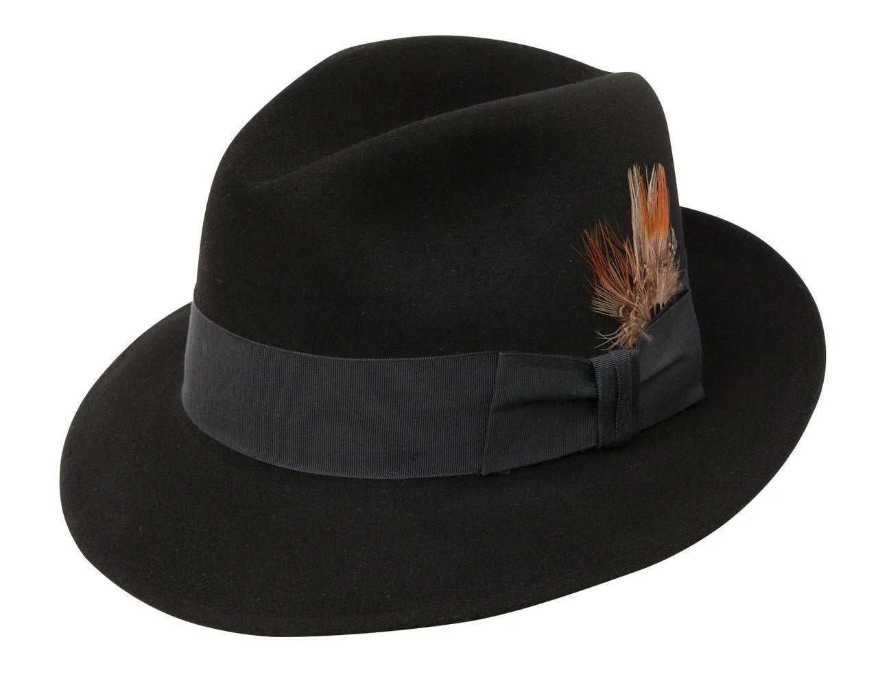 Black Fur Felt Fedora Hat V104097