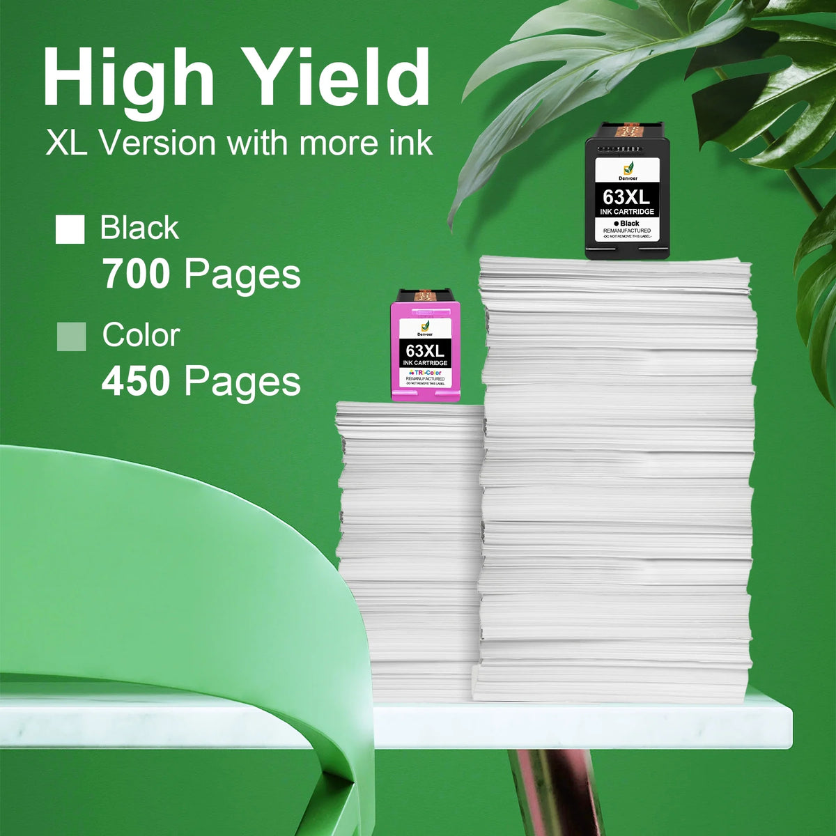 63XL Ink Cartridge Combo Pack (2-Pack, 1 Black, 1 Tri-Color) V189