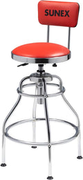 Hydraulic Shop Stool, Chrome Finish, Vinyl Padded Seat and Backrest, Slip Resistant Feet, 250-Pound Capacity, Pack of 2 V688764