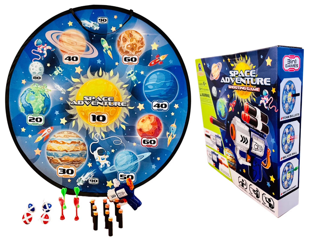 Wall Hanging Dart Game Set with Foam Bullets, Plastic Darts, Belvor Balls and 1 Compact Gun S868177