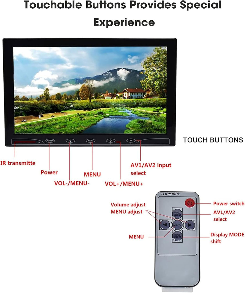 10.1 Inch LED Security Monitor with Remote Control Pack of 2 E5119