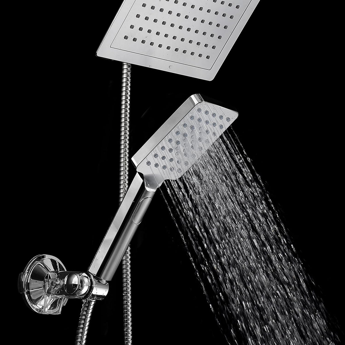 Chrome 9" Square Rainfall Shower Head / Handheld Combo, Pack of 2 C82499