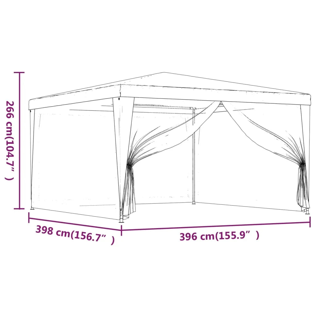 Party Tent with 4 Mesh Sidewalls Green 13.1'x13.1' HDPE P556