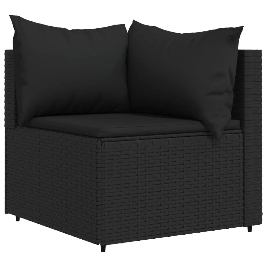 Black Poly Rattan Patio Corner Sofa with Cushions V667