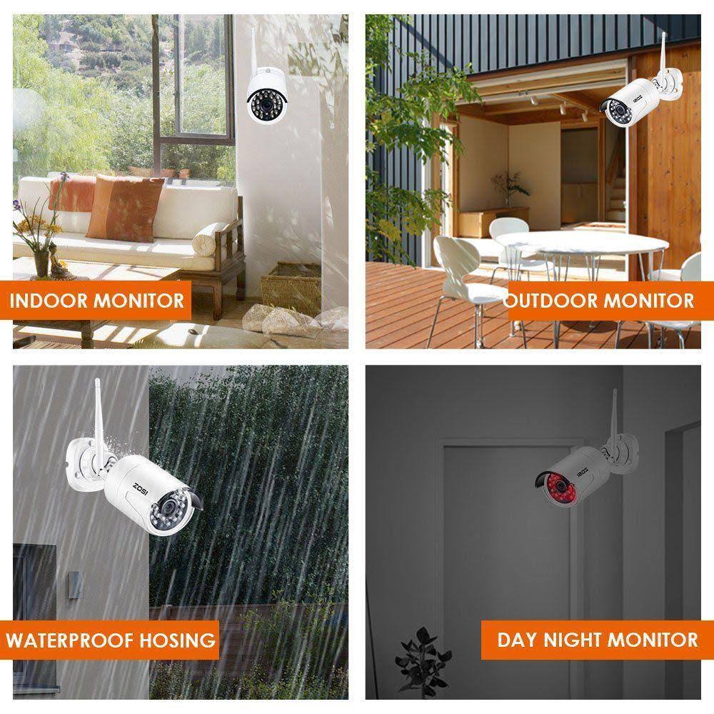 White 8-Channel NVR Security Camera System with 4 Wireless Bullet Cameras B253