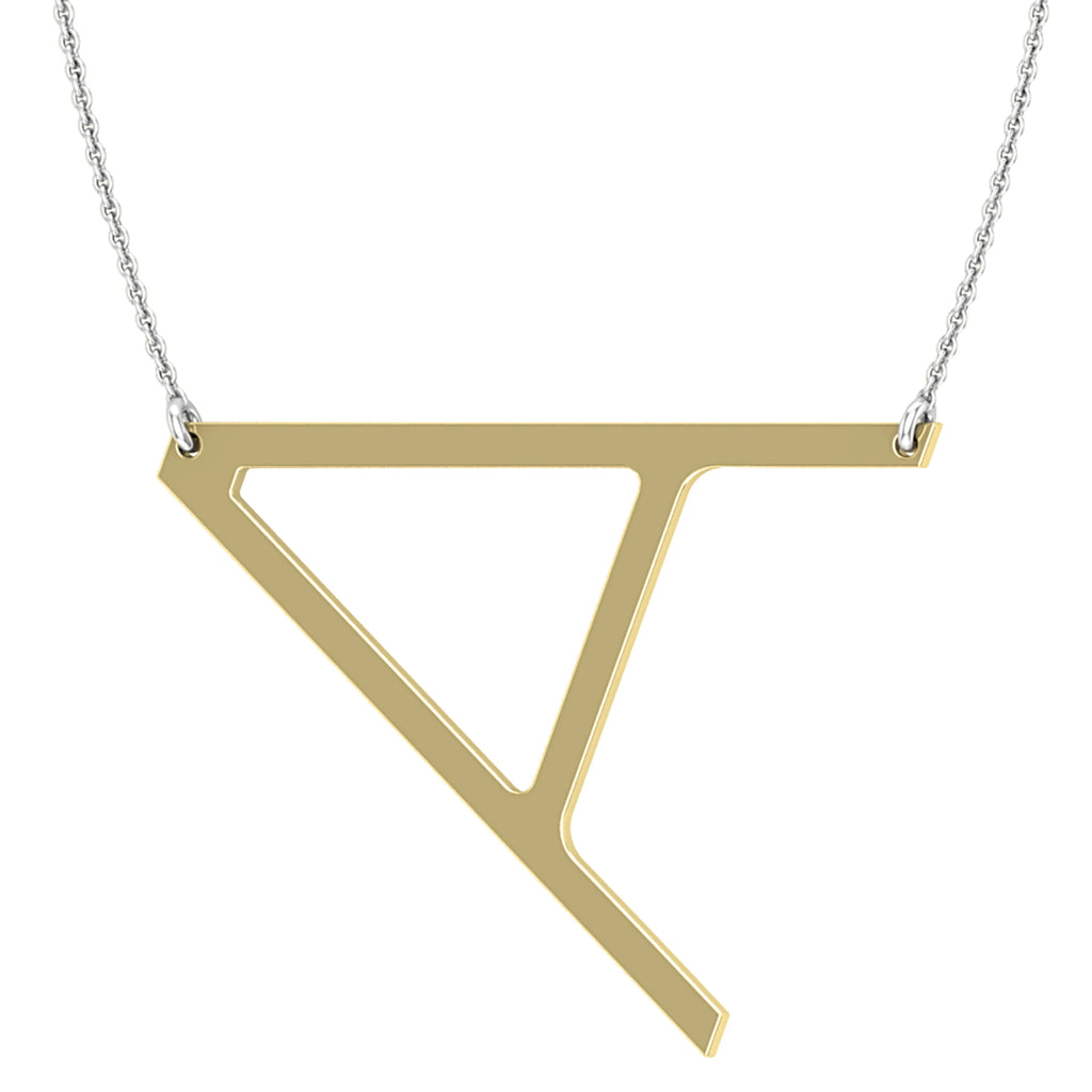 18K Yellow Gold Initial Pendant with 18 Inch Silver Chain F97173