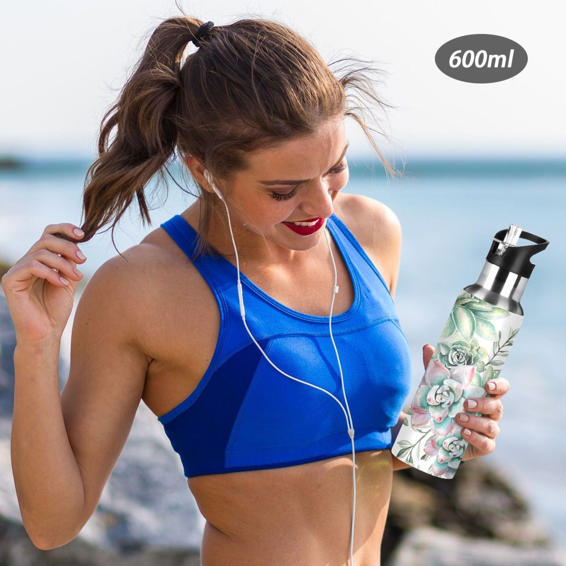 20 oz Insulated Stainless Steel Water Bottle with Straw Lid E282874