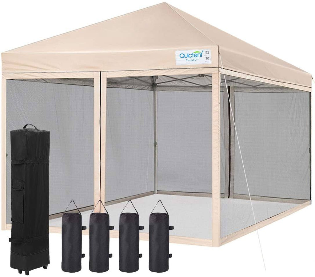 Tan Pop Up Canopy with Netting F671